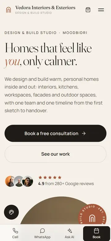 फ़ोन पर Vedora Interiors & Exteriors